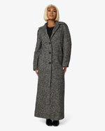 Herringbone Design Single Breasted Longline Coat (1204-HB) De La Creme