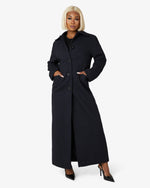 Herringbone Design Single Breasted Longline Coat (1204-HB) De La Creme