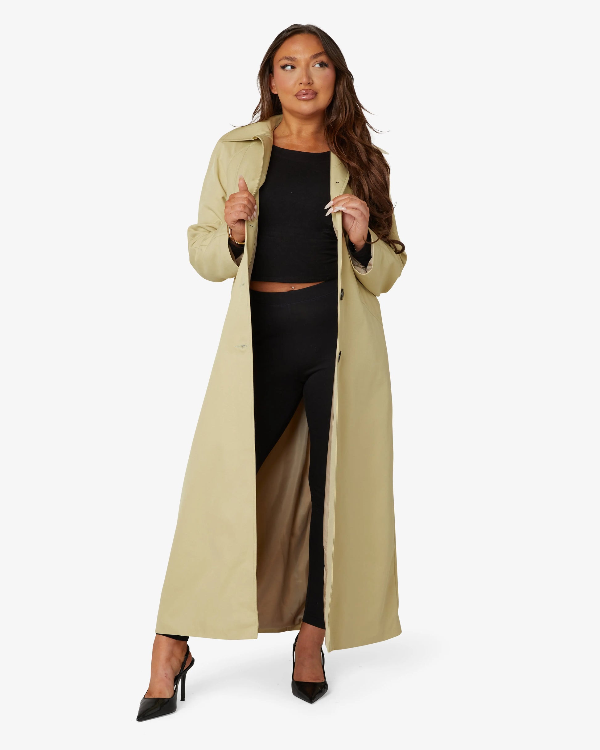 Spring/Summer Single Breasted Longline Collared Mac Coat (1204-SP) De La Creme