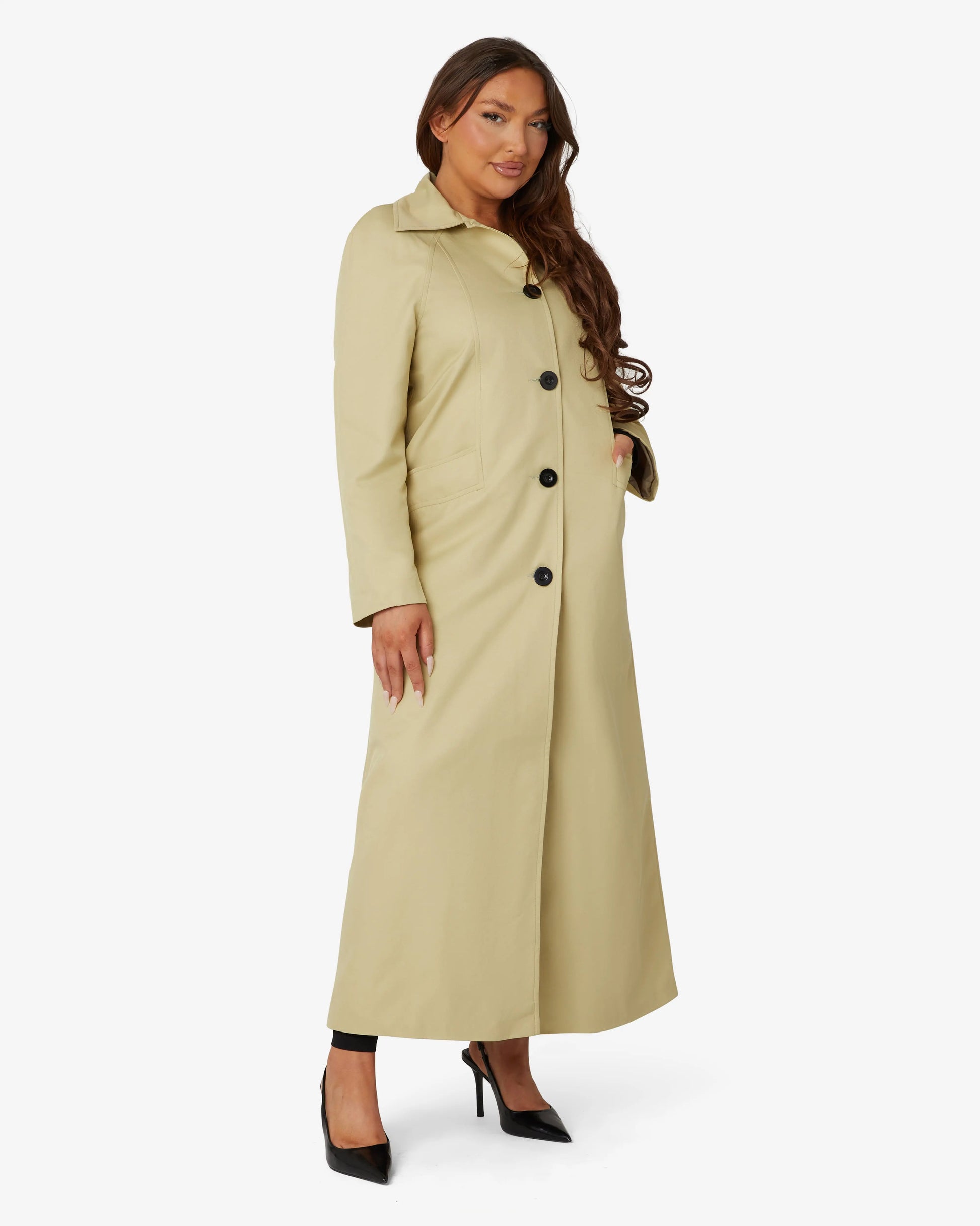 Spring/Summer Single Breasted Longline Collared Mac Coat (1204-SP) De La Creme