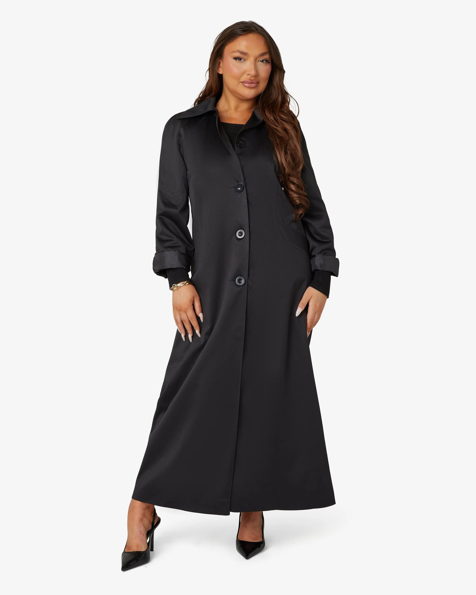 Spring/Summer Single Breasted Longline Collared Mac Coat (1204-SP) De La Creme