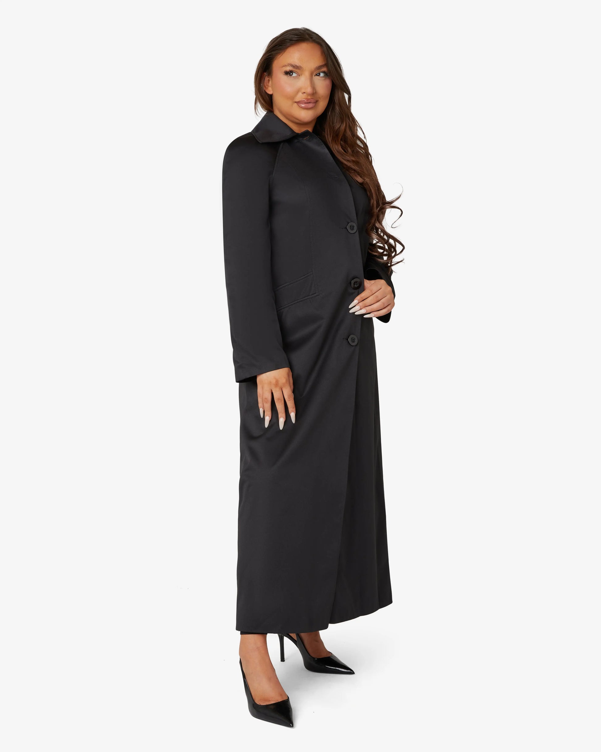 Spring/Summer Single Breasted Longline Collared Mac Coat (1204-SP) De La Creme