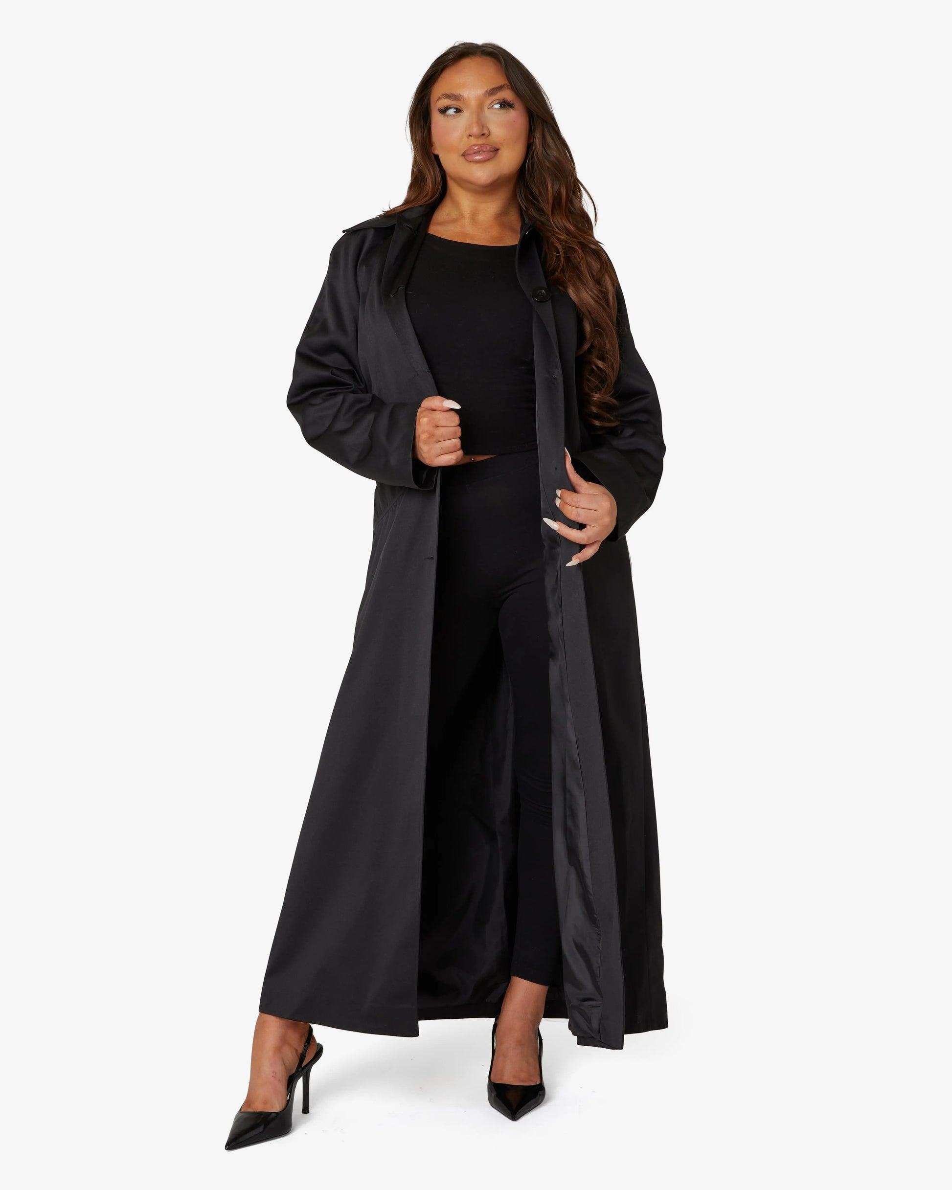 Spring/Summer Single Breasted Longline Collared Mac Coat (1204-SP) De La Creme