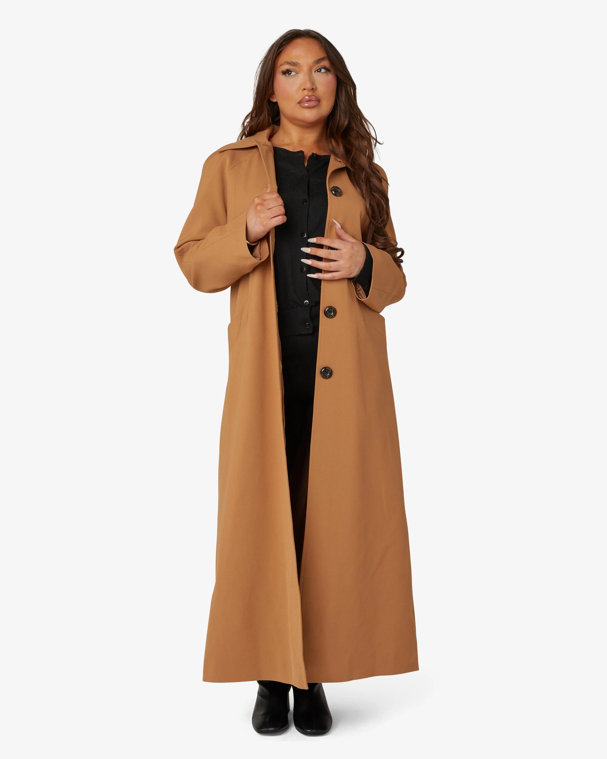 Spring/Summer Single Breasted Longline Collared Mac Coat (1204-SP) De La Creme