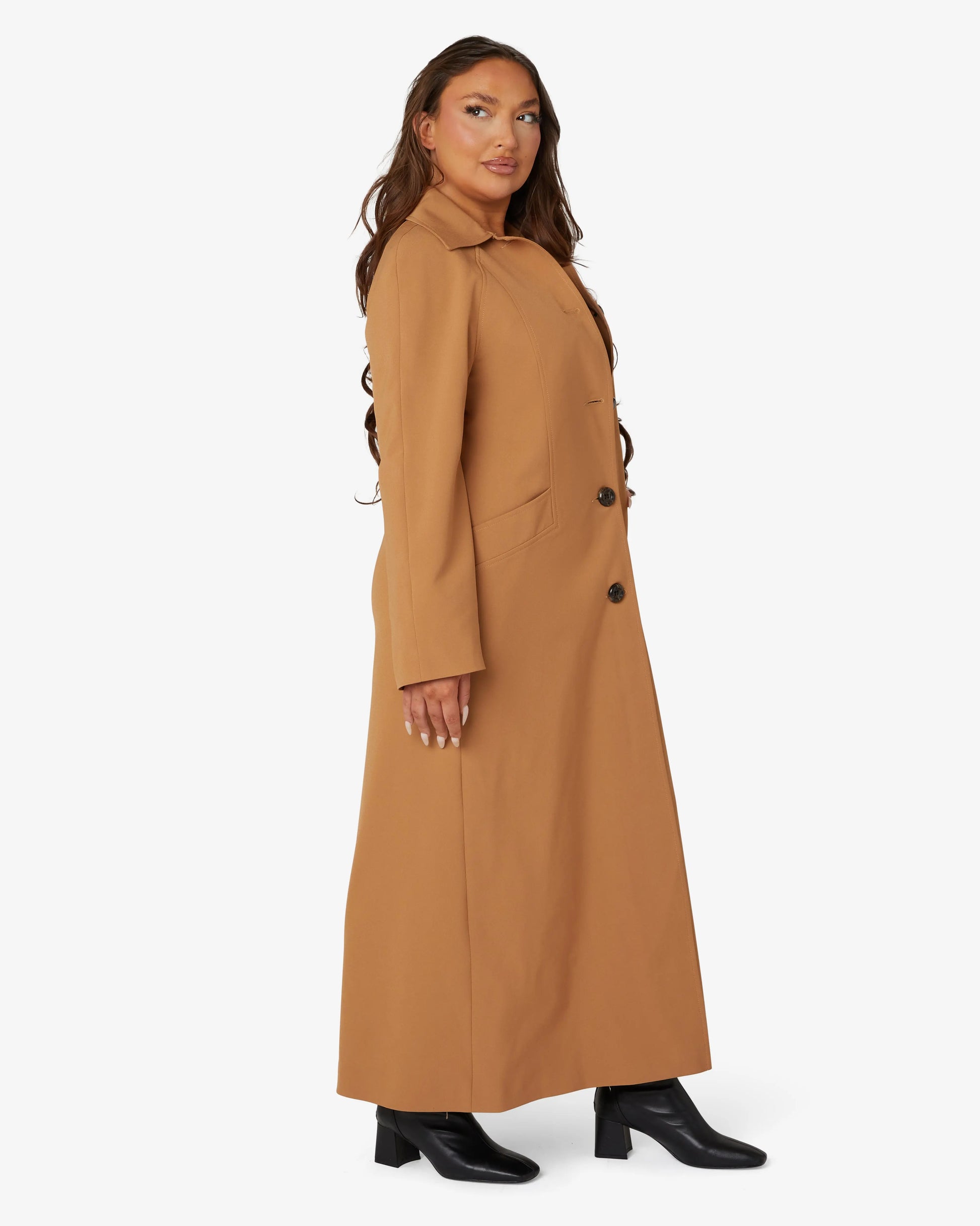 Spring/Summer Single Breasted Longline Collared Mac Coat (1204-SP) De La Creme