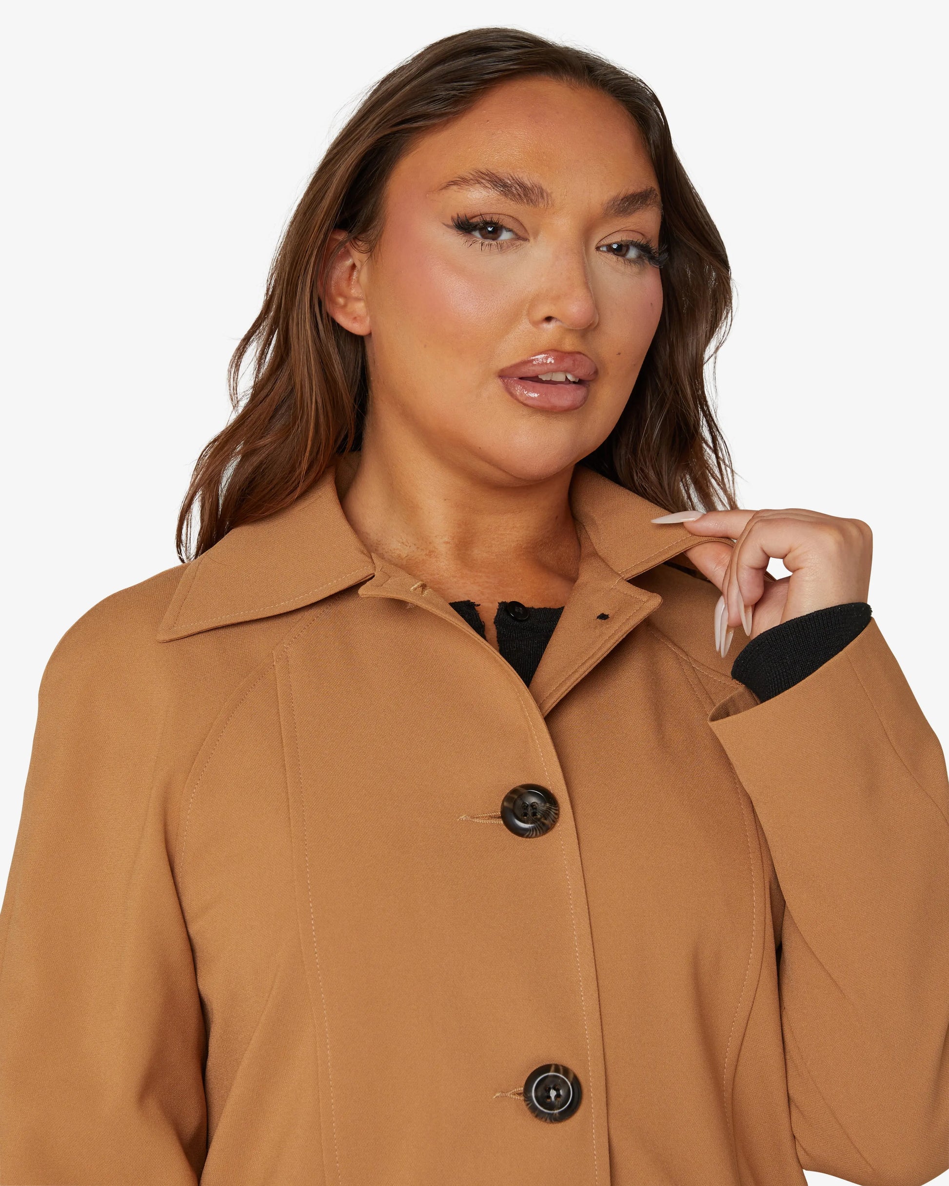 Spring/Summer Single Breasted Longline Collared Mac Coat (1204-SP) De La Creme