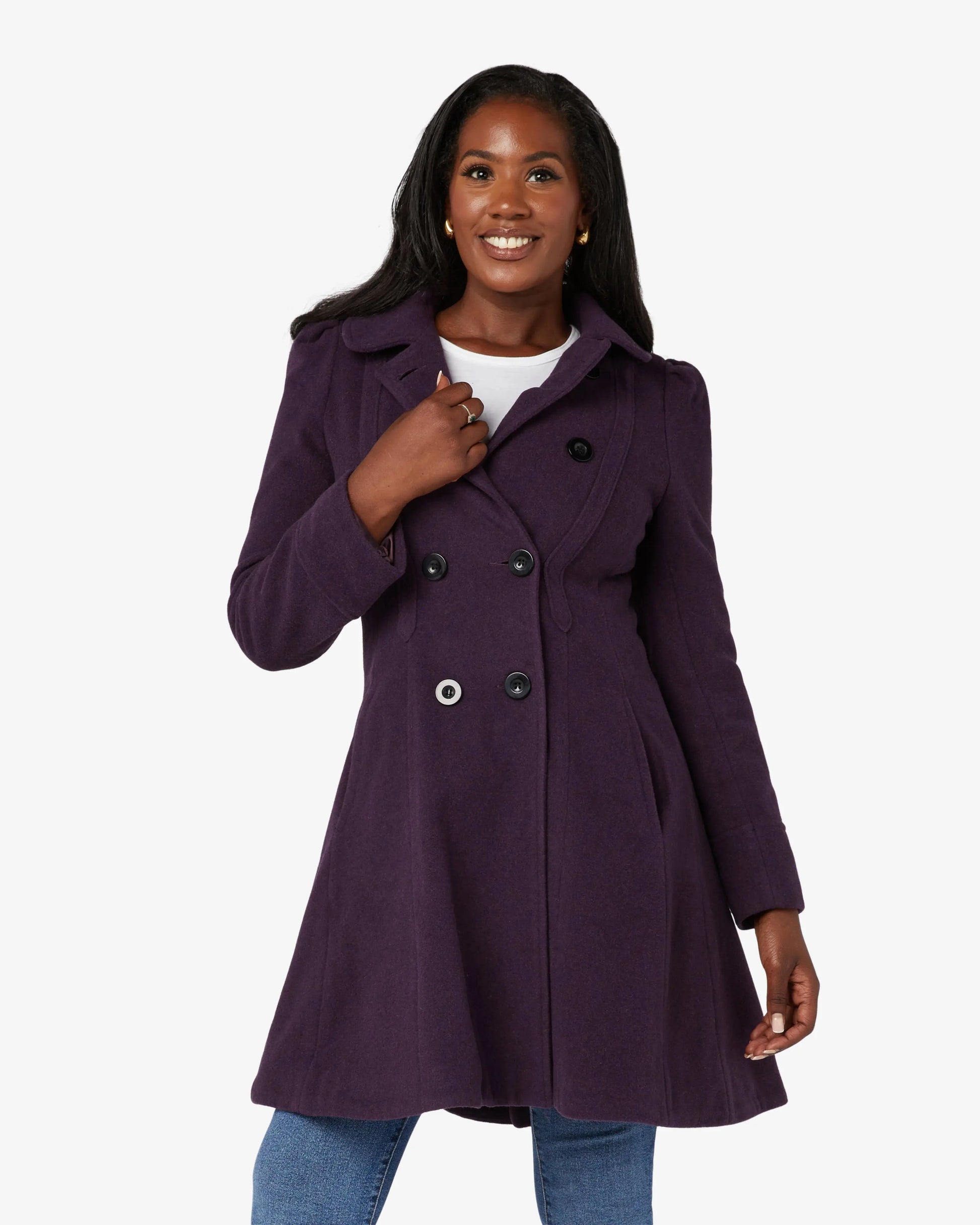 Double Breasted Peter Pan Collar Skater Coat (1209) De La Creme