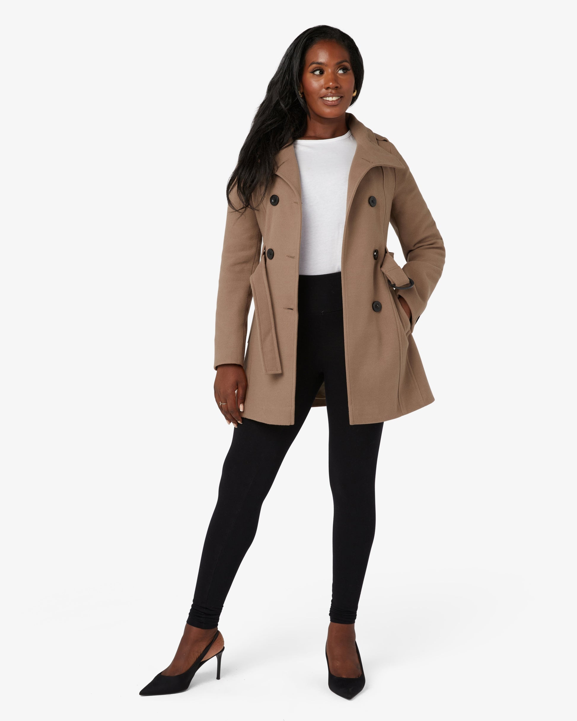 Military Style High Neck Belted Coat (1226) De La Creme