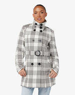 Check Design Military Style High Neck Belted Coat (1226-CHECK) De La Creme