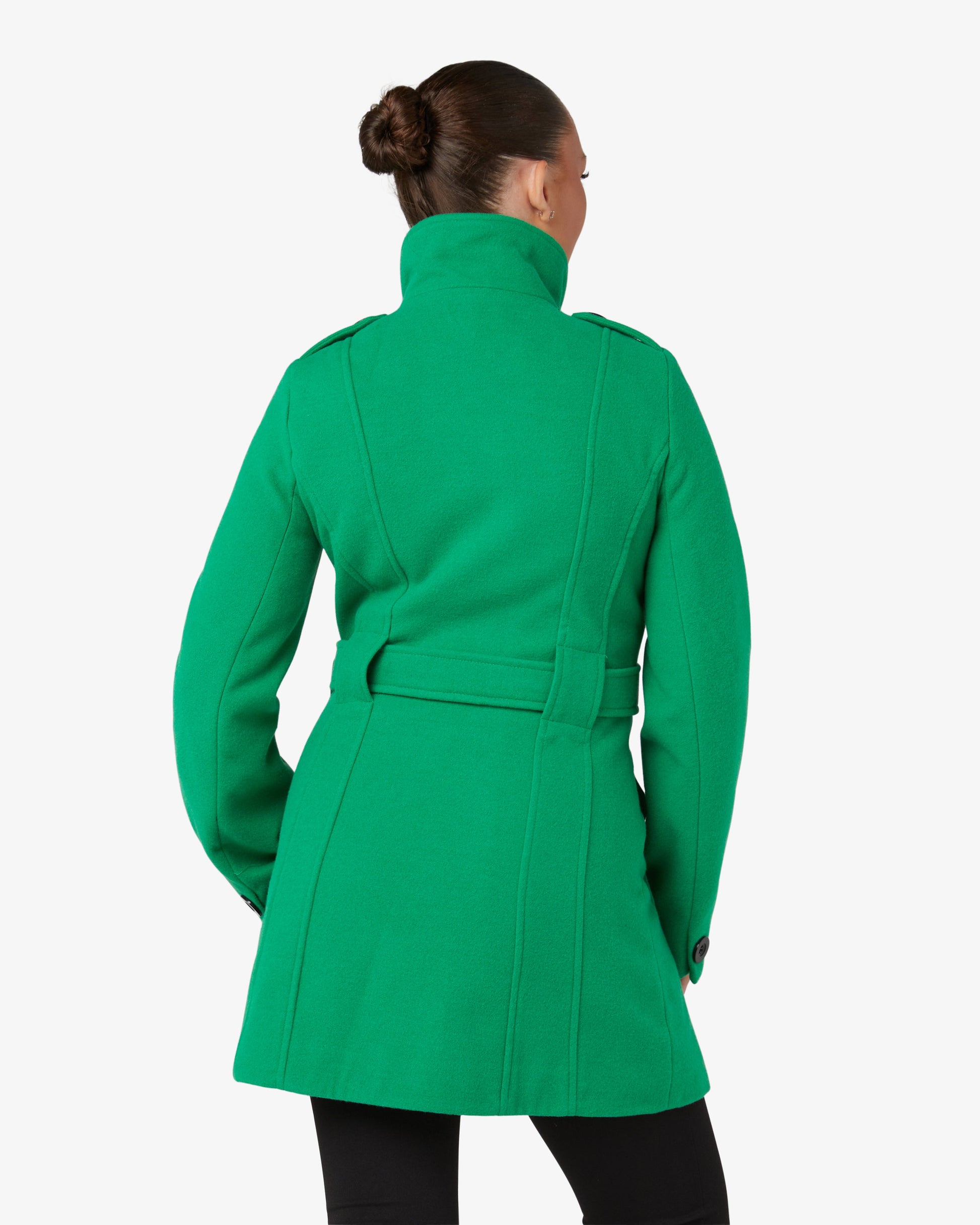 Military Style High Neck Belted Coat (1226) De La Creme
