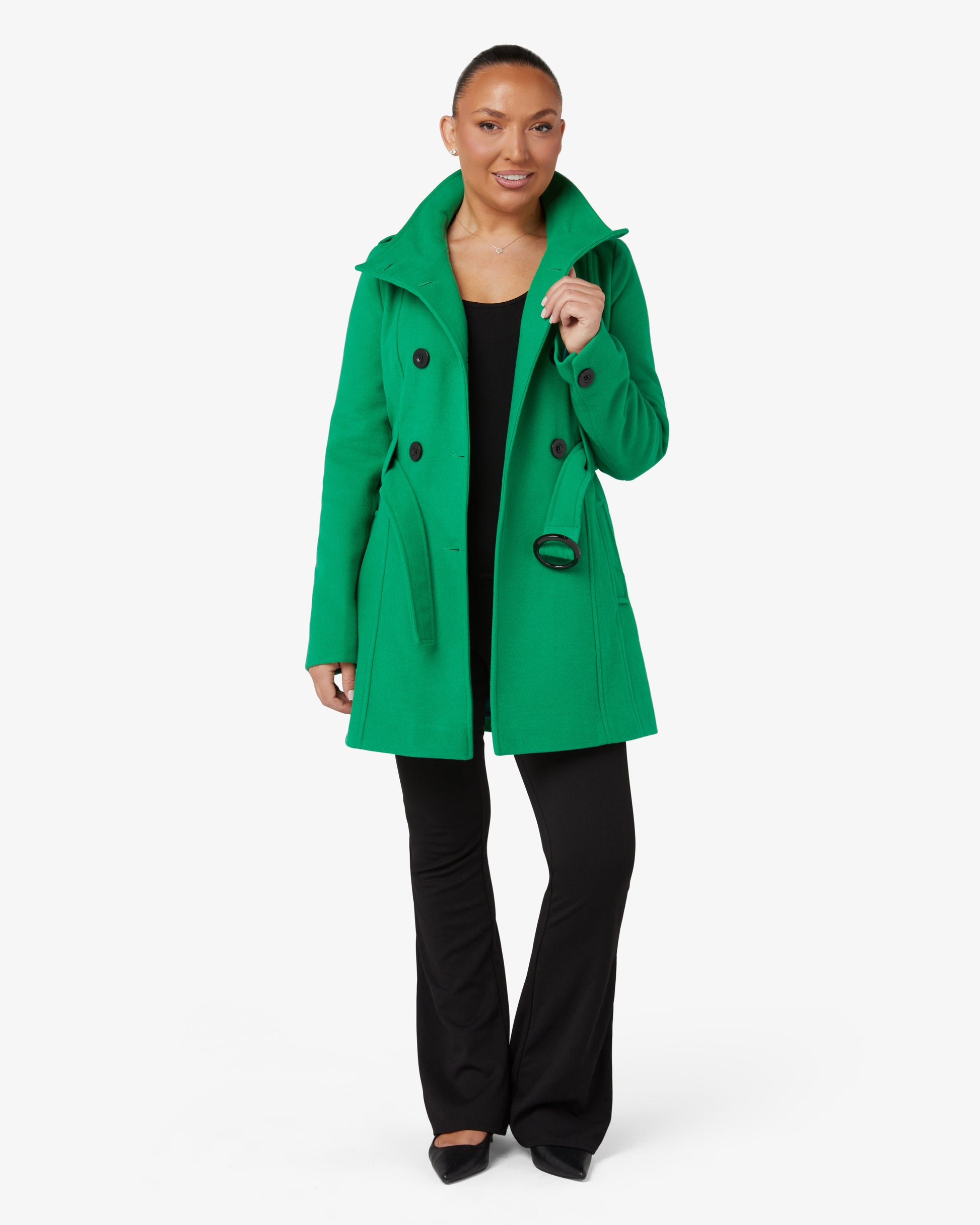 Military Style High Neck Belted Coat (1226) De La Creme