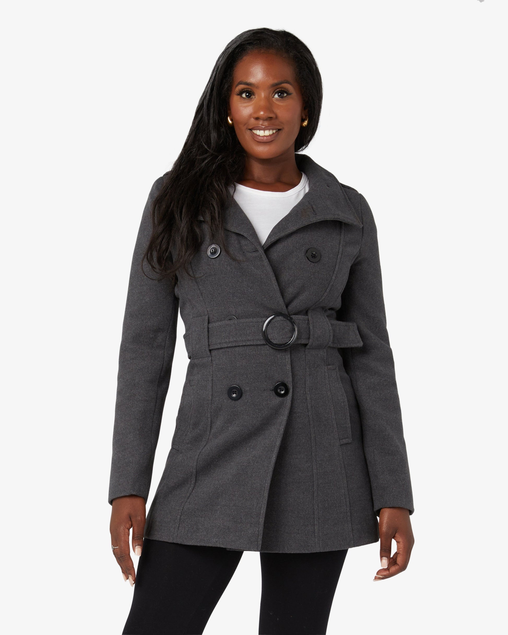 Military Style High Neck Belted Coat (1226) De La Creme