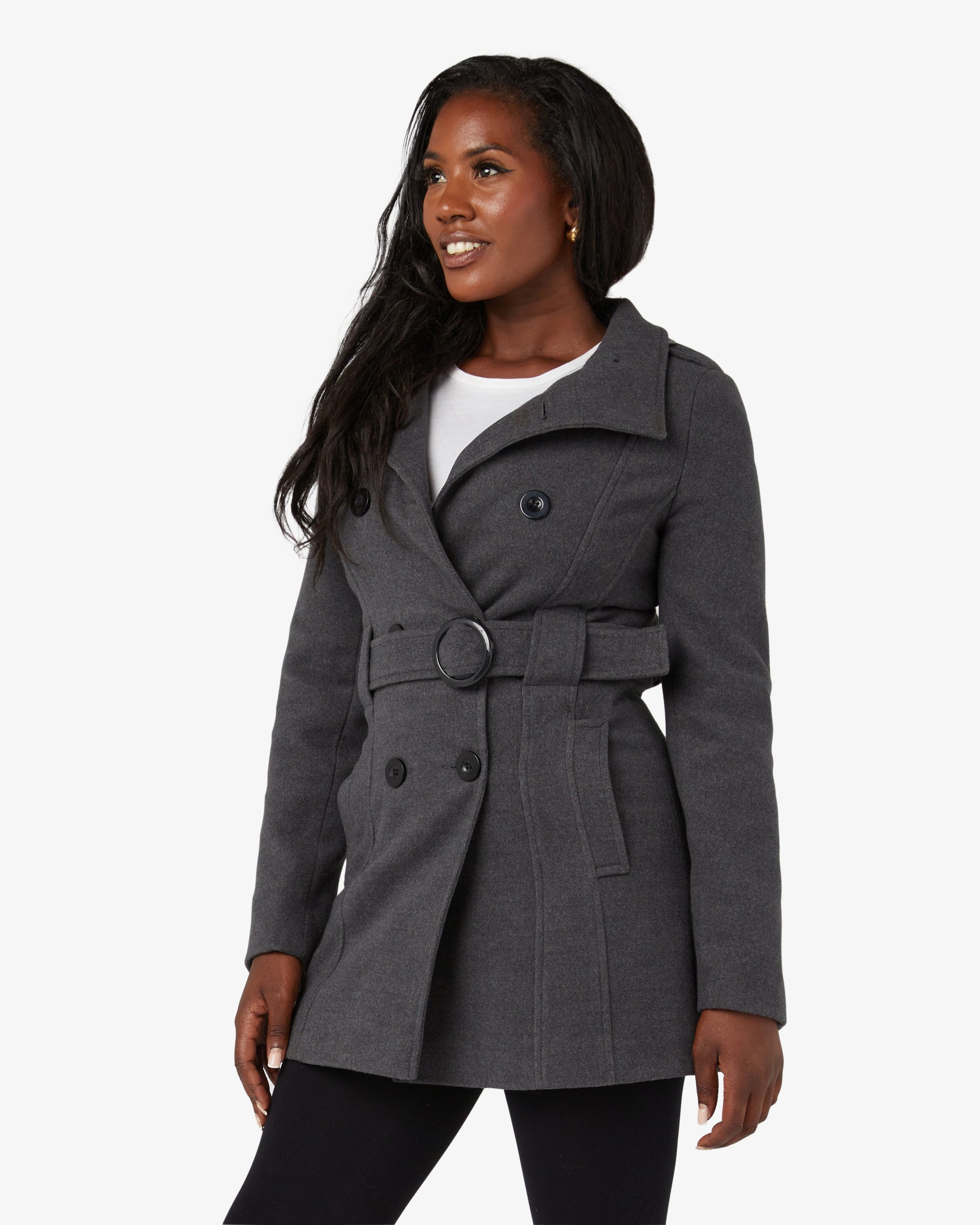 Military Style High Neck Belted Coat (1226) De La Creme