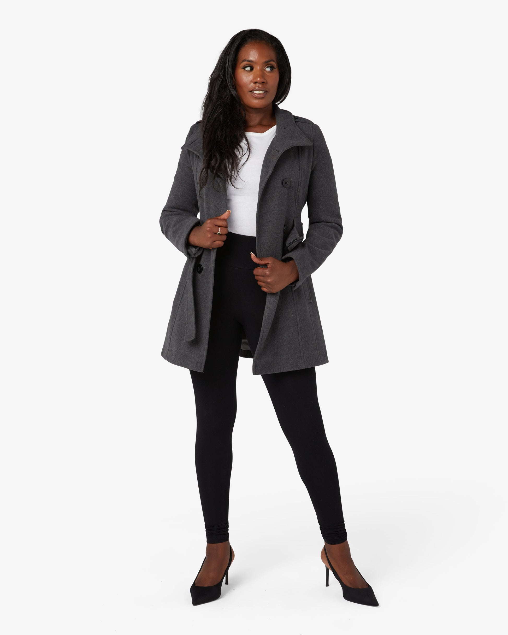 Military Style High Neck Belted Coat (1226) De La Creme