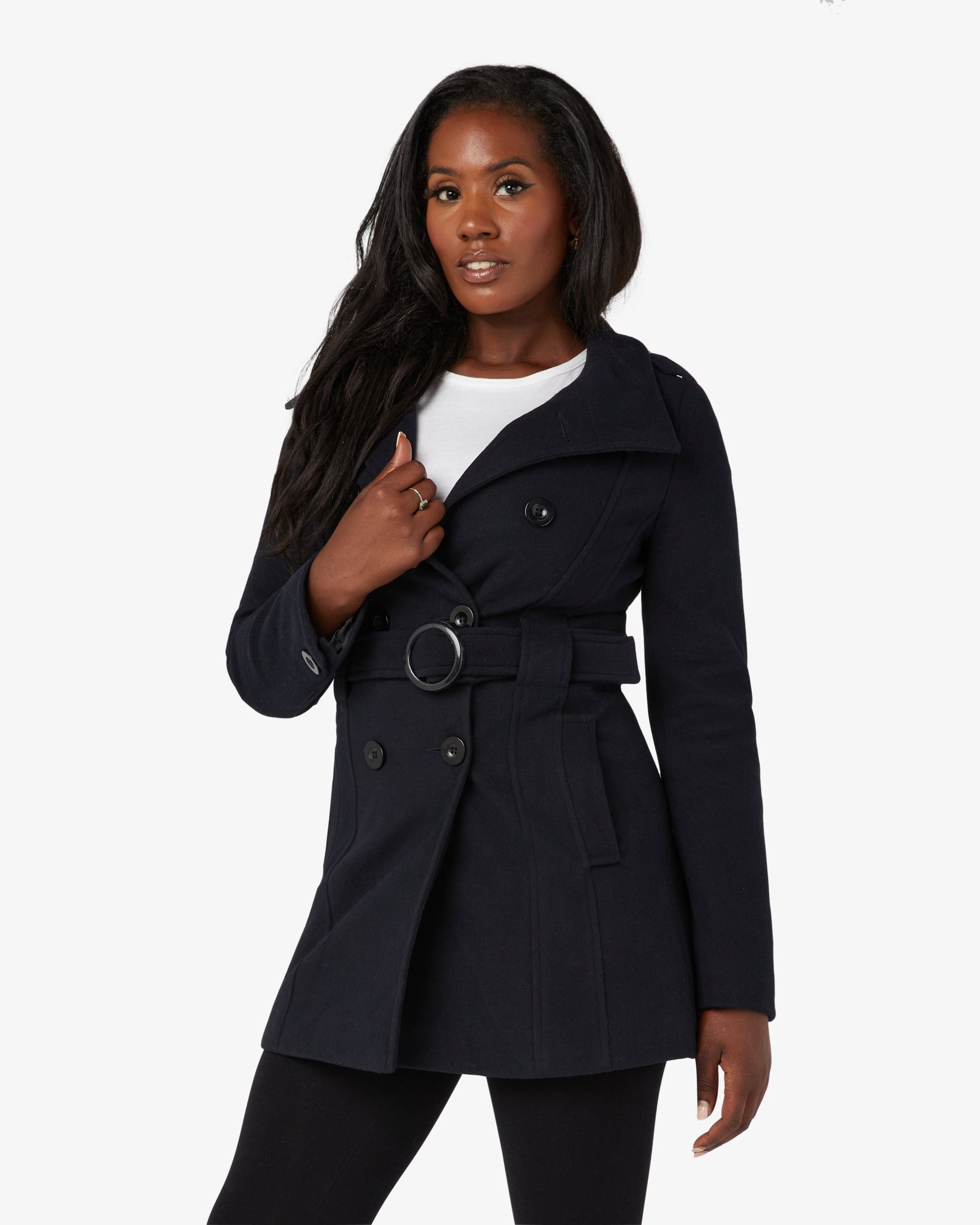 Military Style High Neck Belted Coat (1226) De La Creme