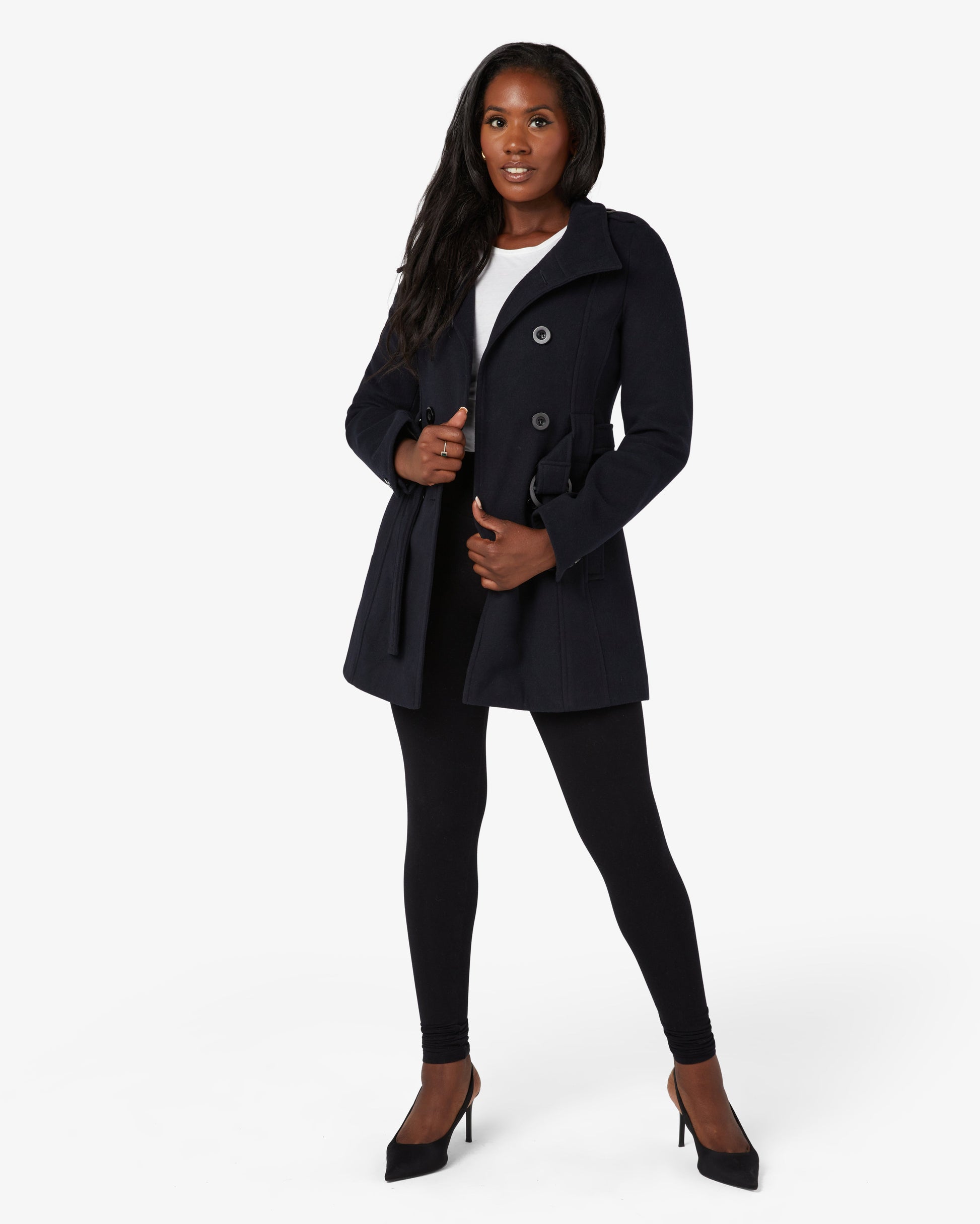Military Style High Neck Belted Coat (1226) De La Creme