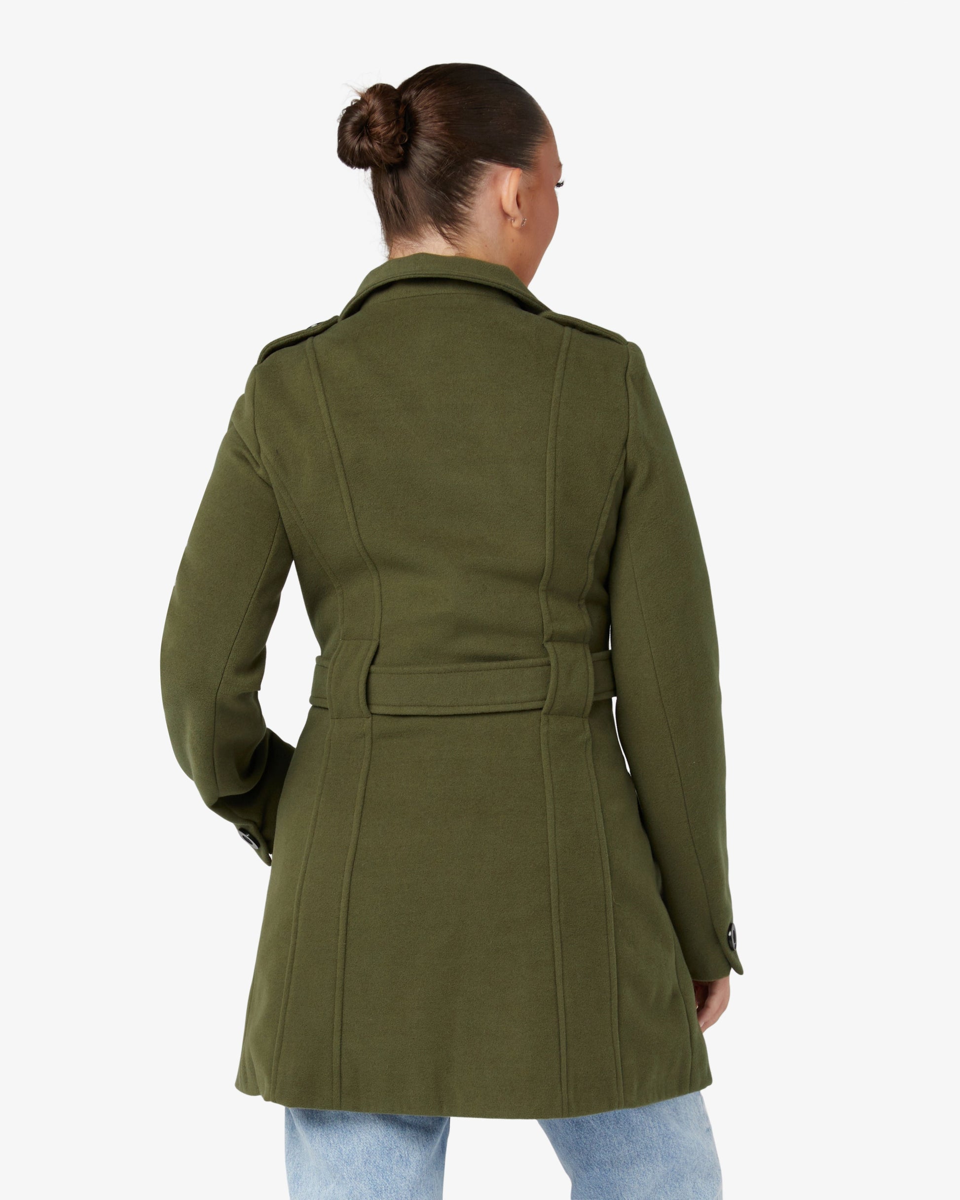 Military Style High Neck Belted Coat (1226) De La Creme