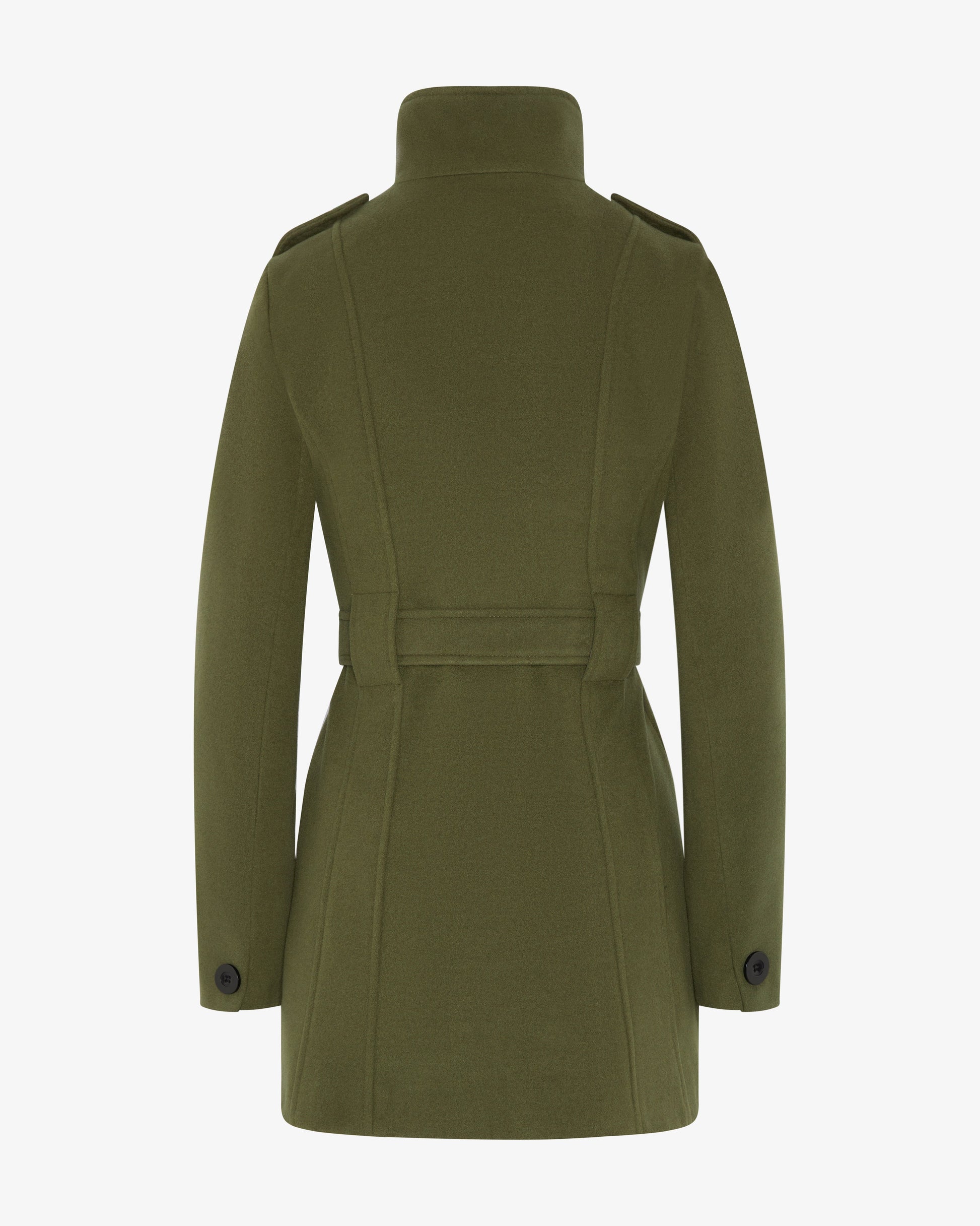 Military Style High Neck Belted Coat (1226) De La Creme