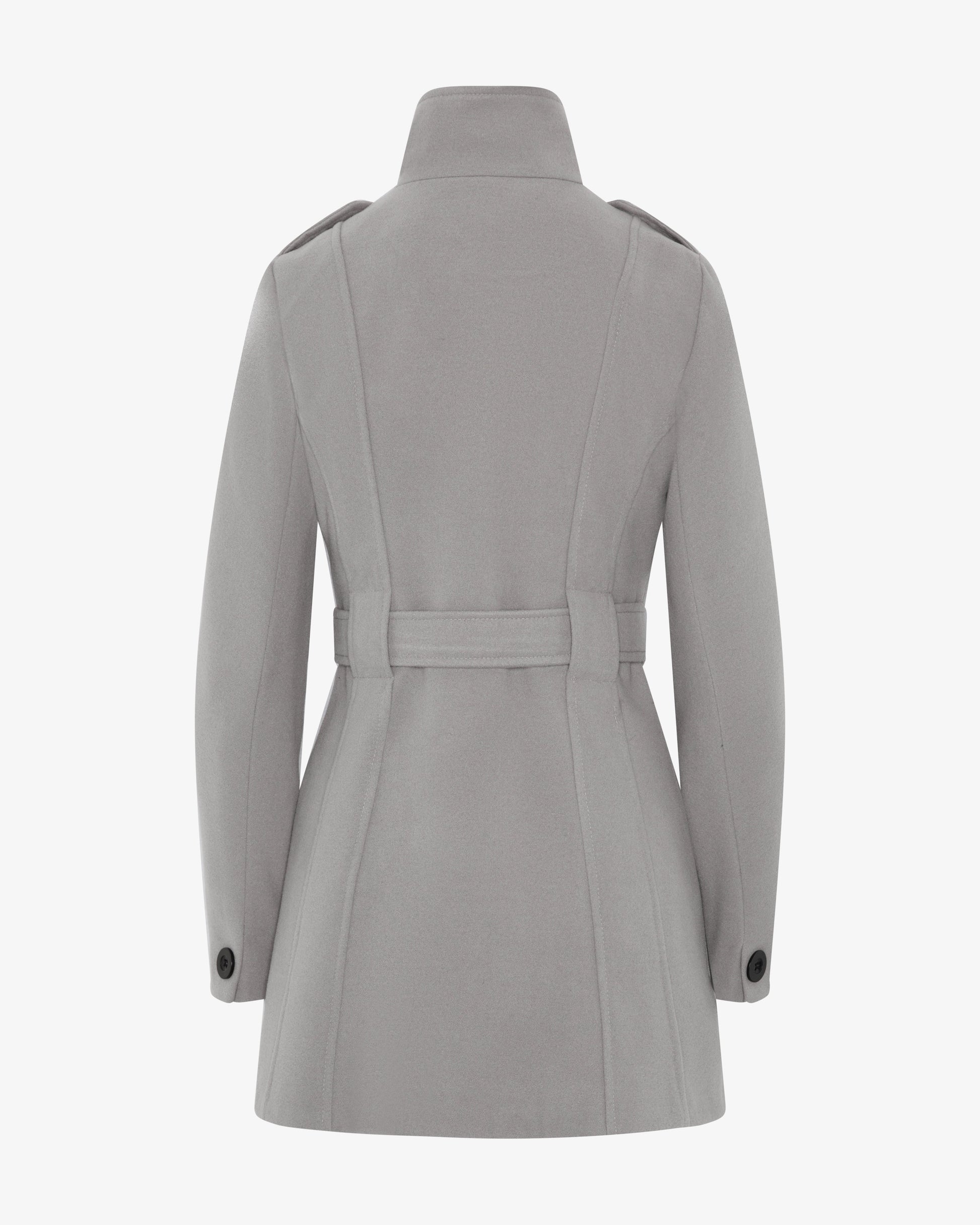 Military Style High Neck Belted Coat (1226) De La Creme