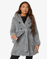 Fleece Borg Slim Fit Shawl Hooded Teddy Coat (1325-TEDDY) De La Creme