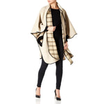 Wool Blend Reversible Tartan Check Cape (1330) De La Creme