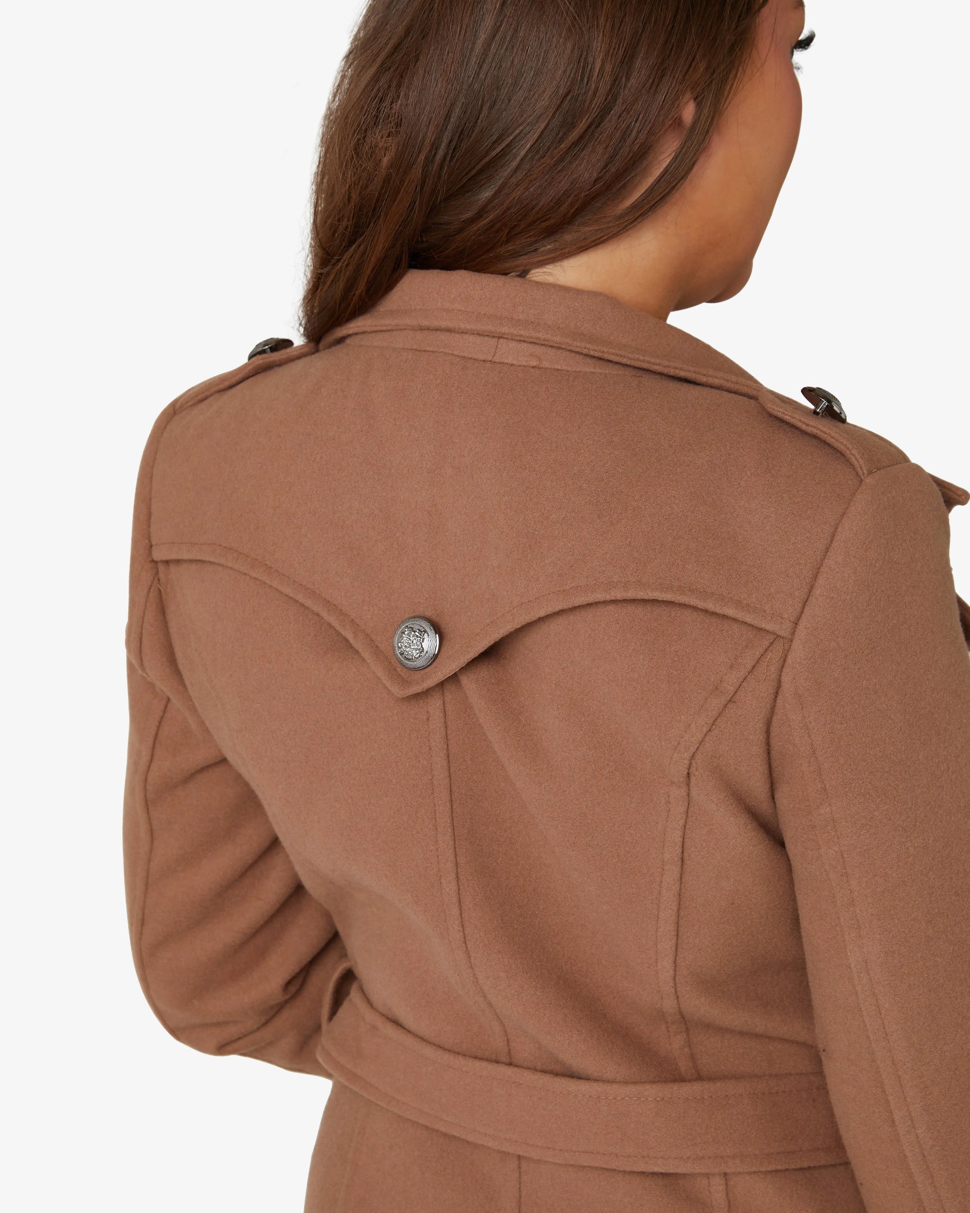High Neck Belted Military Style Coat (1502) De La Creme