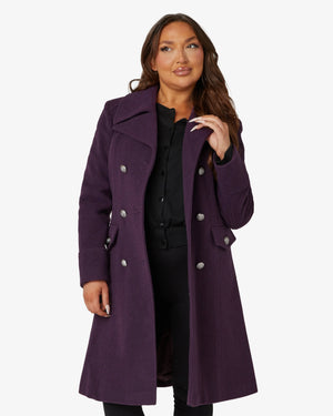 Wool Blend Double Breasted Midi Coat De La Creme