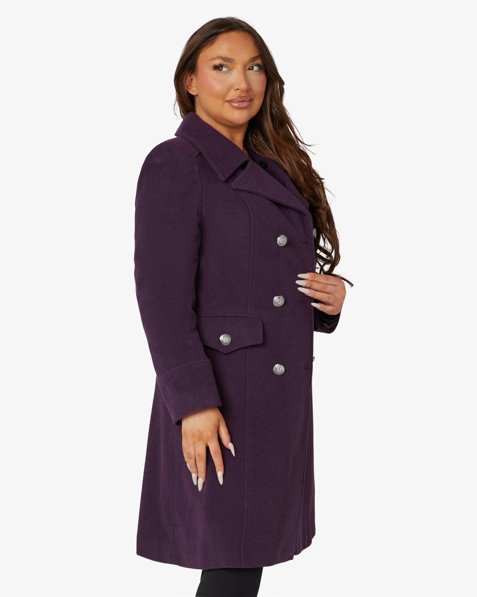 Wool Blend Double Breasted Midi Coat De La Creme