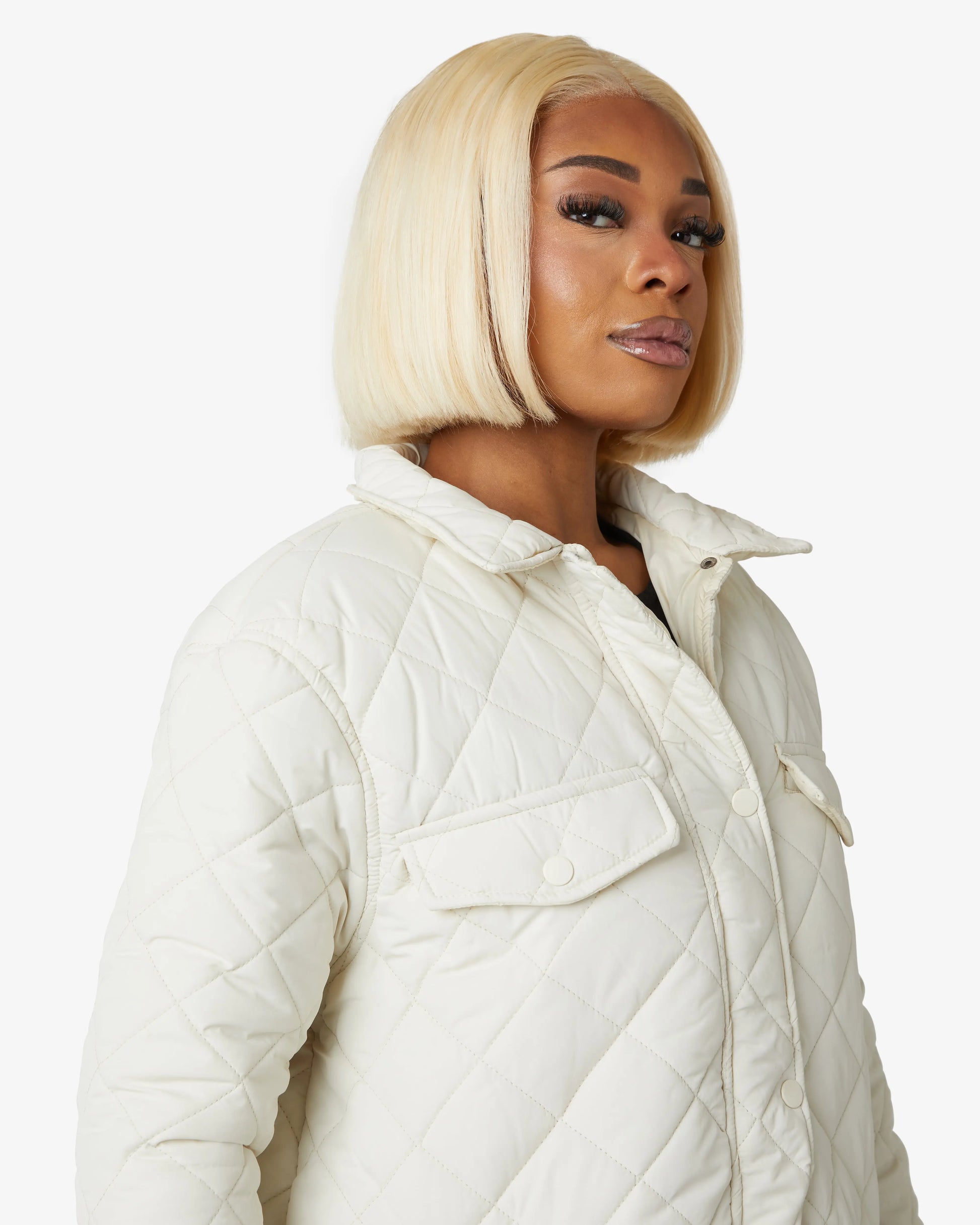 Diamond Quilted Design Padded Longline Jacket De La Creme