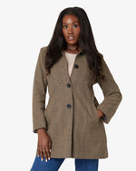 De La Creme - Womens Herringbone Blend Button Up Coat (2002-HB) De La Creme
