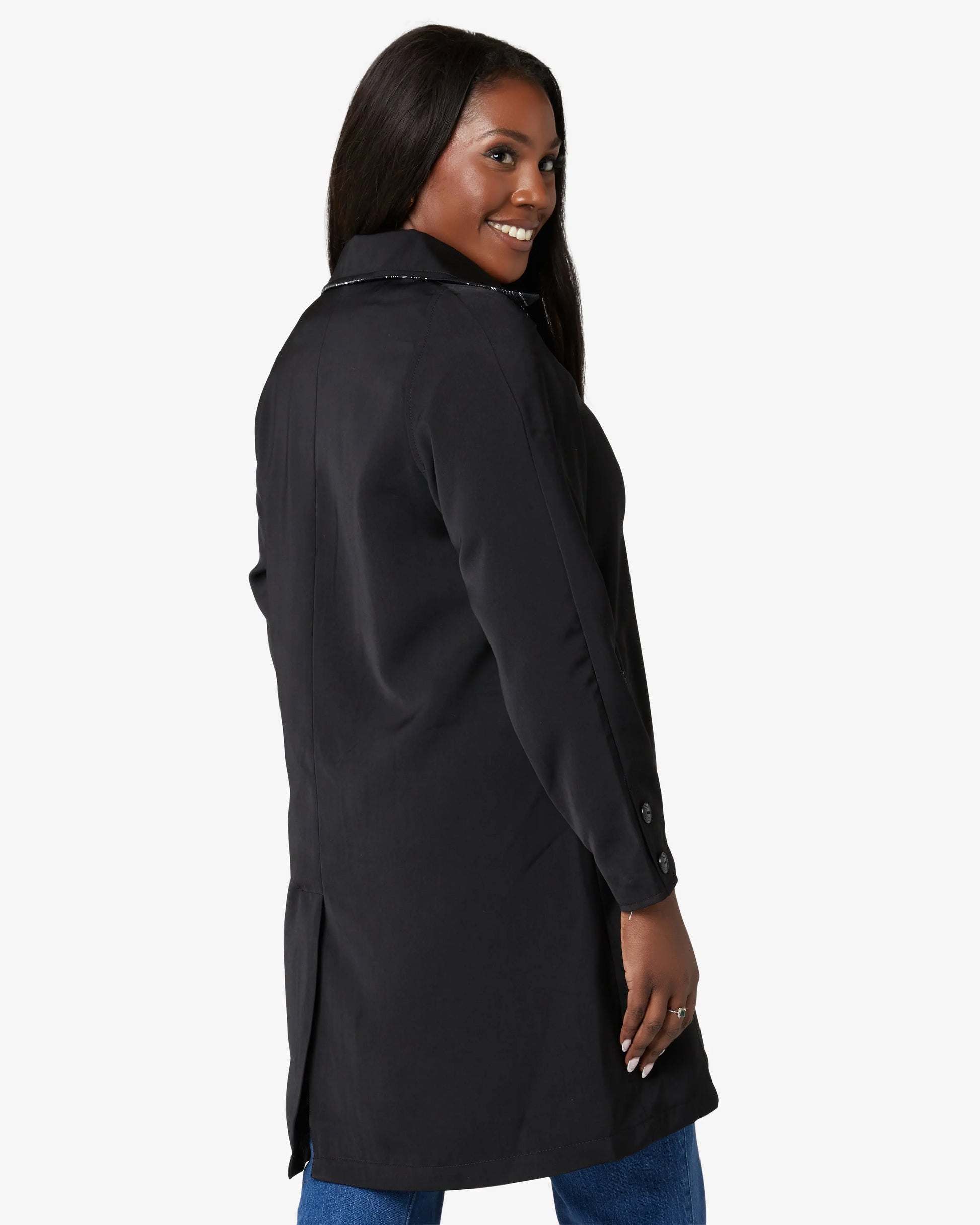 Eliza Gray Black Lightweight Check Contrast Trim Jacket Eliza Gray