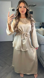 Satin Maxi Skirt Co-ord Set - HUSNA De La Creme