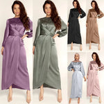 Tie Front Wrap Puff Sleeve Abaya Maxi Dress De La Creme