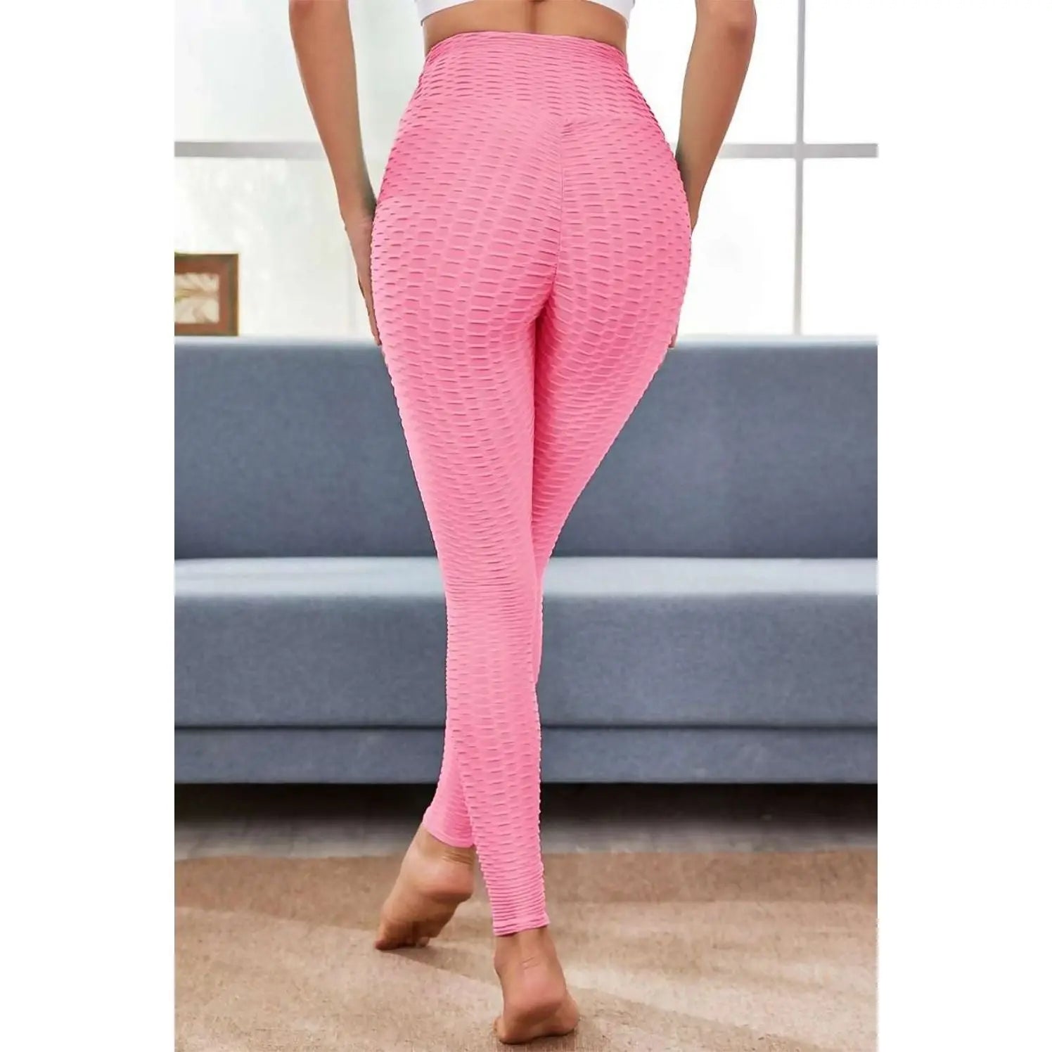 Honeycomb Textured Back Gym Leggings De La Creme Fashions