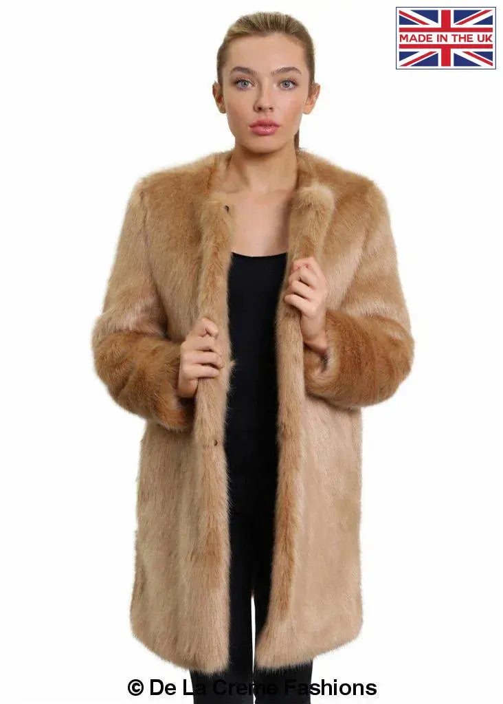 De La Creme - Womens Faux Fur Classic Coat