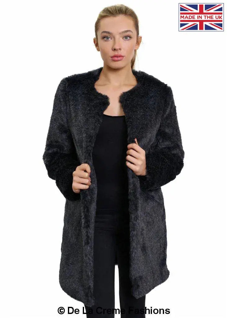 De La Creme - Womens Faux Fur Classic Coat
