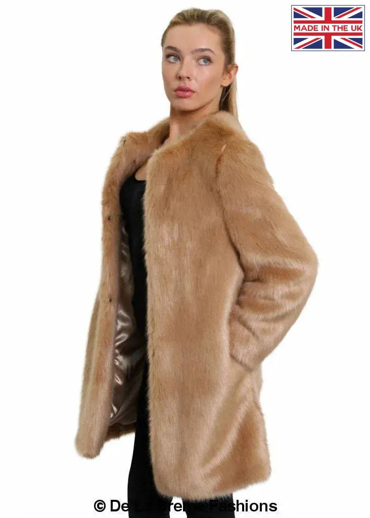 De La Creme - Womens Faux Fur Classic Coat