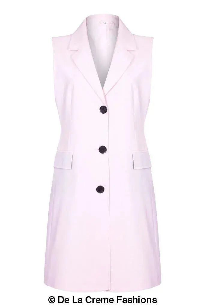 De La Creme - Womens Spring/Summer Sleeveless Hip Length Blazer Coat