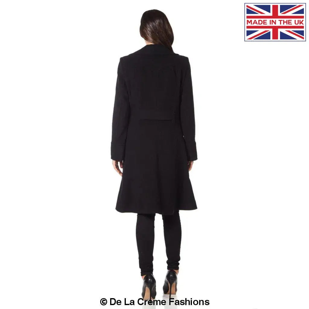 De La Creme - Womens Double Breasted Military Midi Coat