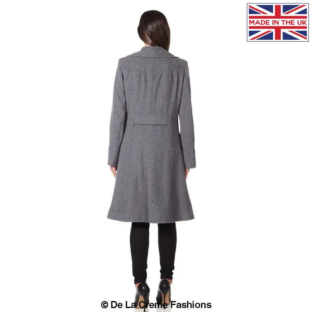 De La Creme - Womens Double Breasted Military Midi Coat