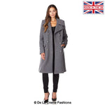 De La Creme - Womens Double Breasted Military Midi Coat