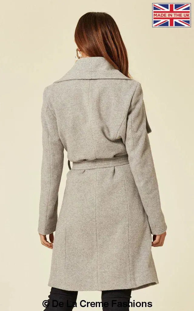 De La Creme - Womens Wool Blend Large Lapel Duster Coat
