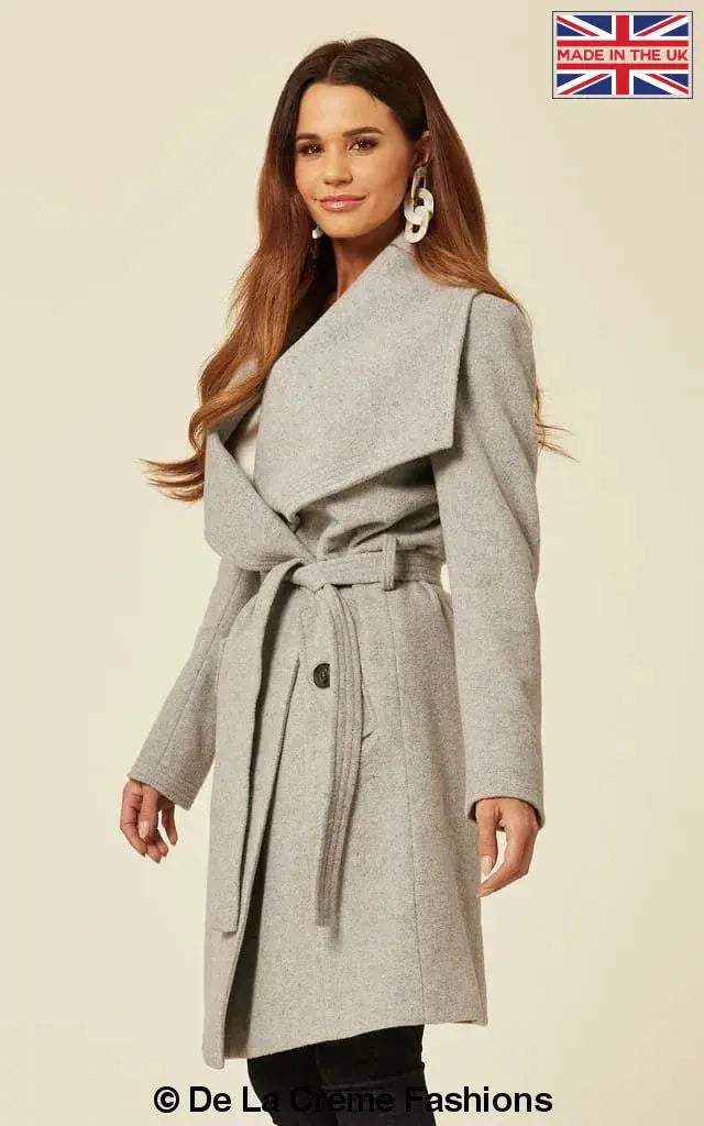 De La Creme - Womens Wool Blend Large Lapel Duster Coat
