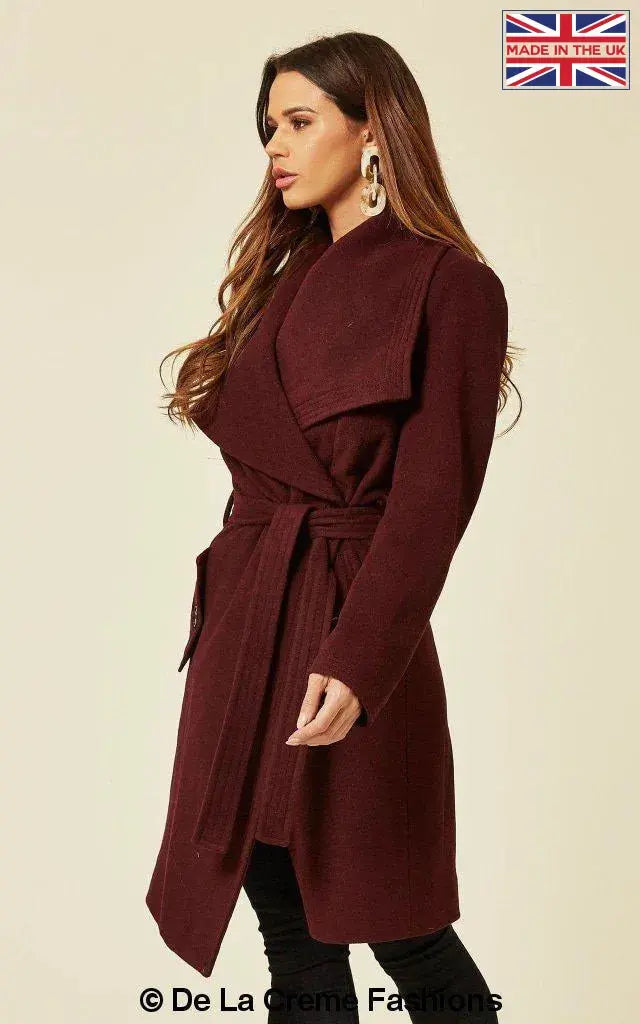 De La Creme - Womens Wool Blend Large Lapel Duster Coat