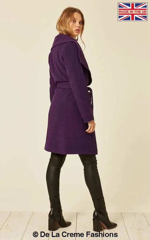 De La Creme - Womens Wool Blend Large Lapel Duster Coat