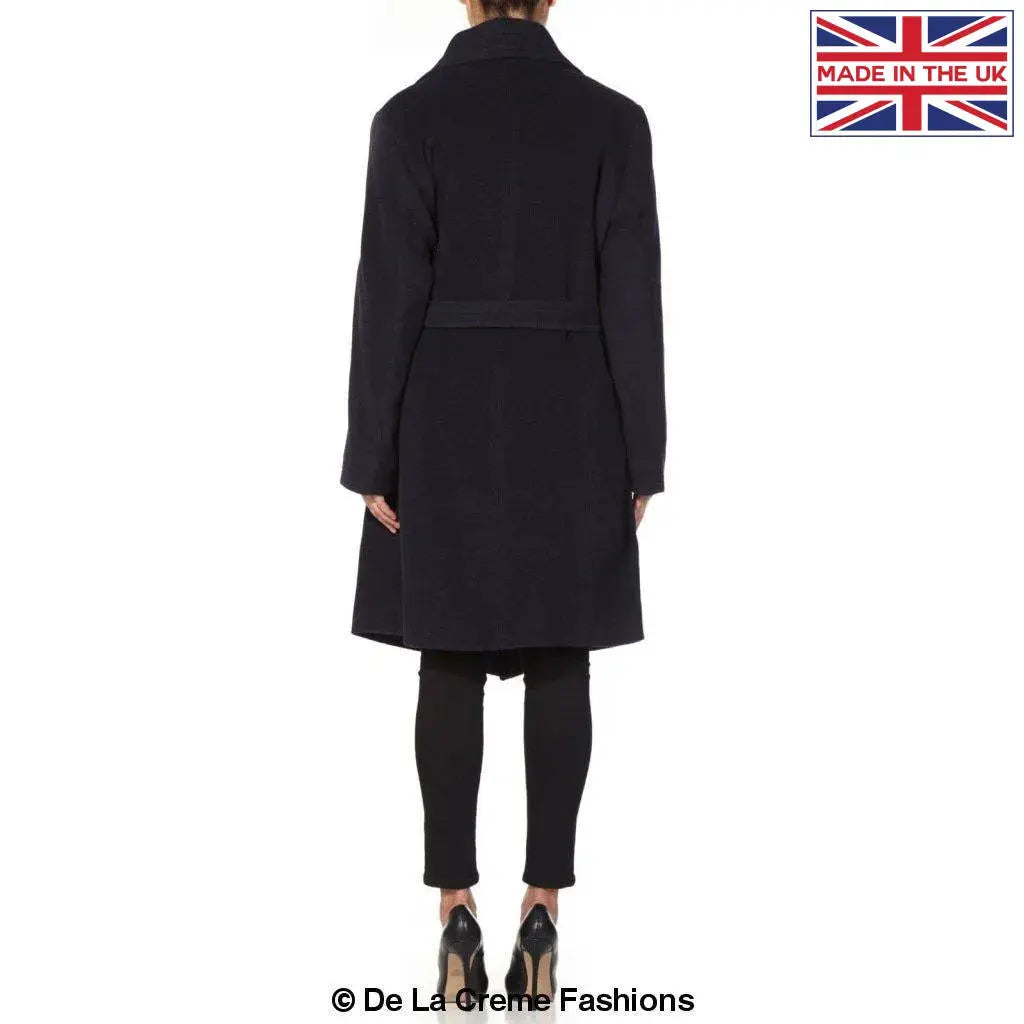 De La Creme - Womens Wool Blend Large Lapel Duster Coat