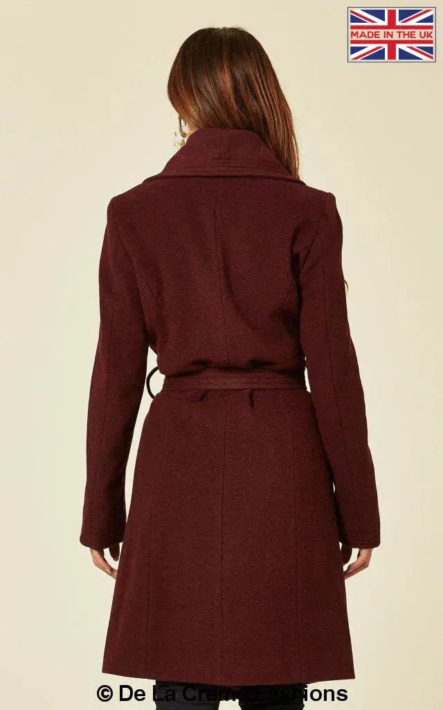 De La Creme - Womens Wool Blend Large Lapel Duster Coat