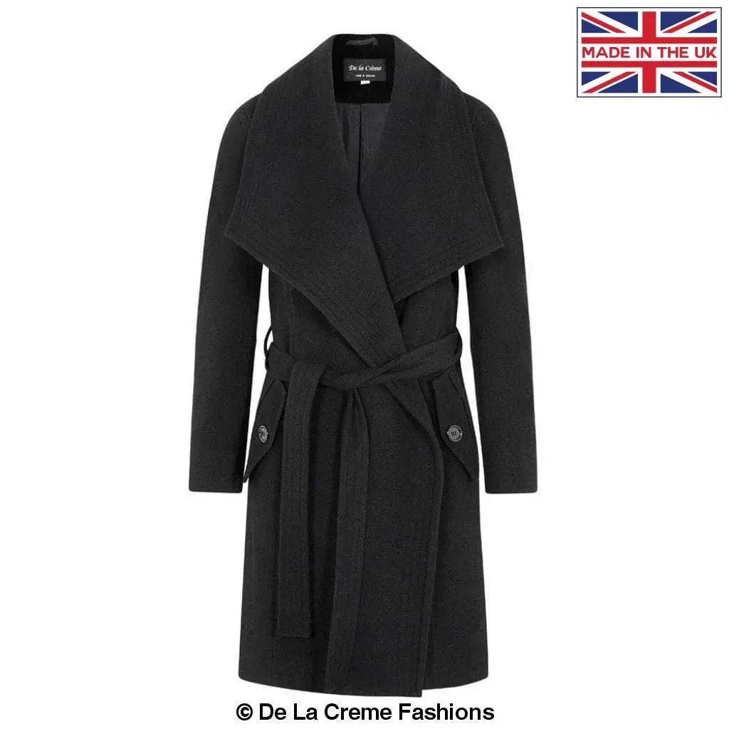 De La Creme - Womens Wool Blend Large Lapel Duster Coat