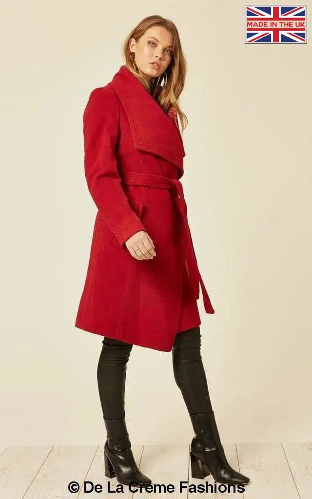 De La Creme - Womens Wool Blend Large Lapel Duster Coat