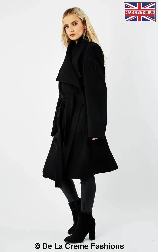 De La Creme - Womens Wool Blend Large Lapel Duster Coat
